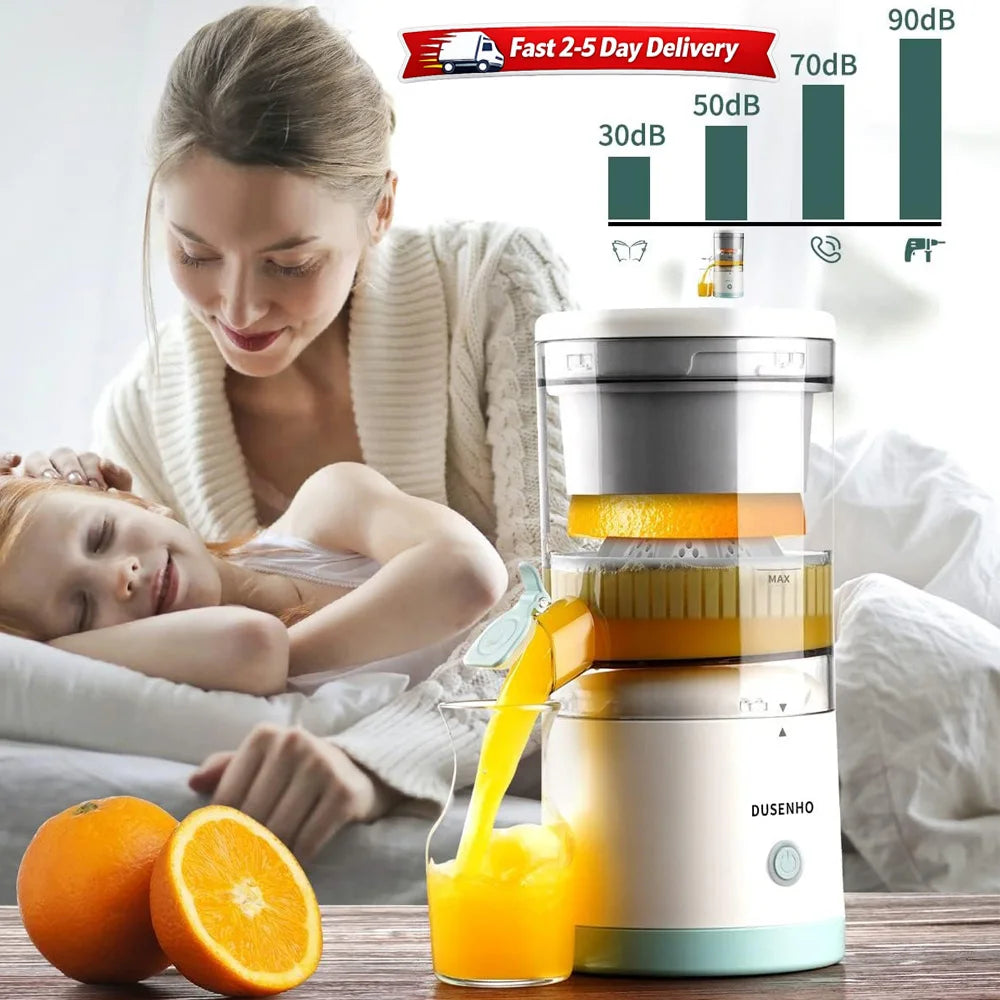 Portable Electric Juicer Rechargeable Citrus Press USB Charging Orange Lemon Squeezer with Cleaning Brush Fresh Juice