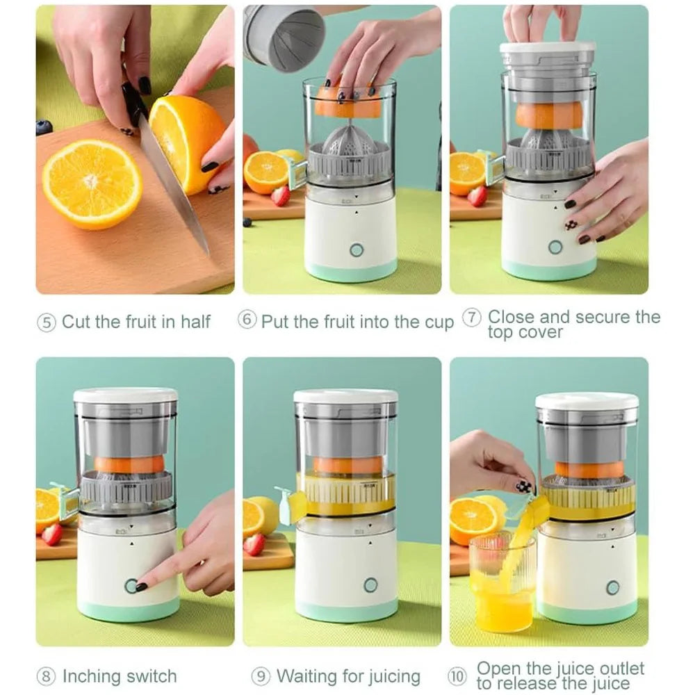 Portable Electric Juicer Rechargeable Citrus Press USB Charging Orange Lemon Squeezer with Cleaning Brush Fresh Juice