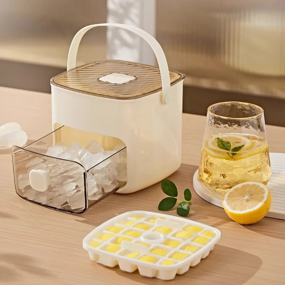 48-Cube Ice Maker with Storage Drawer Ice Cube Mold One-touch Easy Release Compact Ice Maker Machine for Household & Outdoor Use