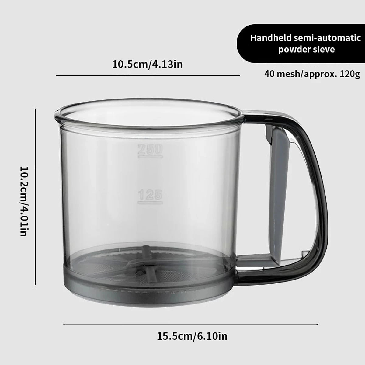 HOMEFISH Kitchen Baking Cake Flour Sieve 40 Mesh Semi-automatic Filter Sieve Flour Sieve With Capacity Scale
