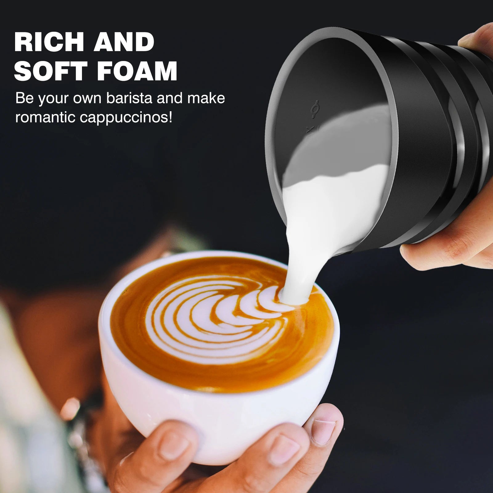 400W 4 in 1 Electric Milk Frother and Steamer Hot Chocolate Machine Temperature Control 600ml Hot and Cold Milk Foam Maker